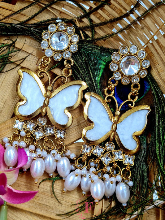 Butterfly Kundan Pearl Earring