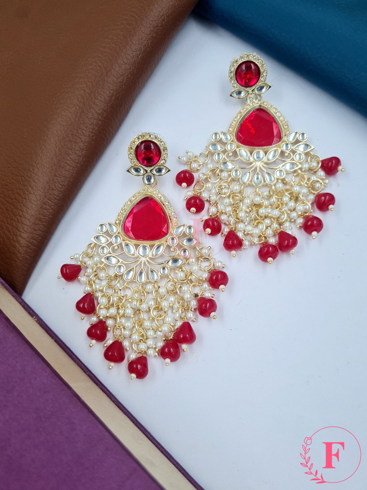 Beautiful Kundan Pearl Earring With Multiple Color Options