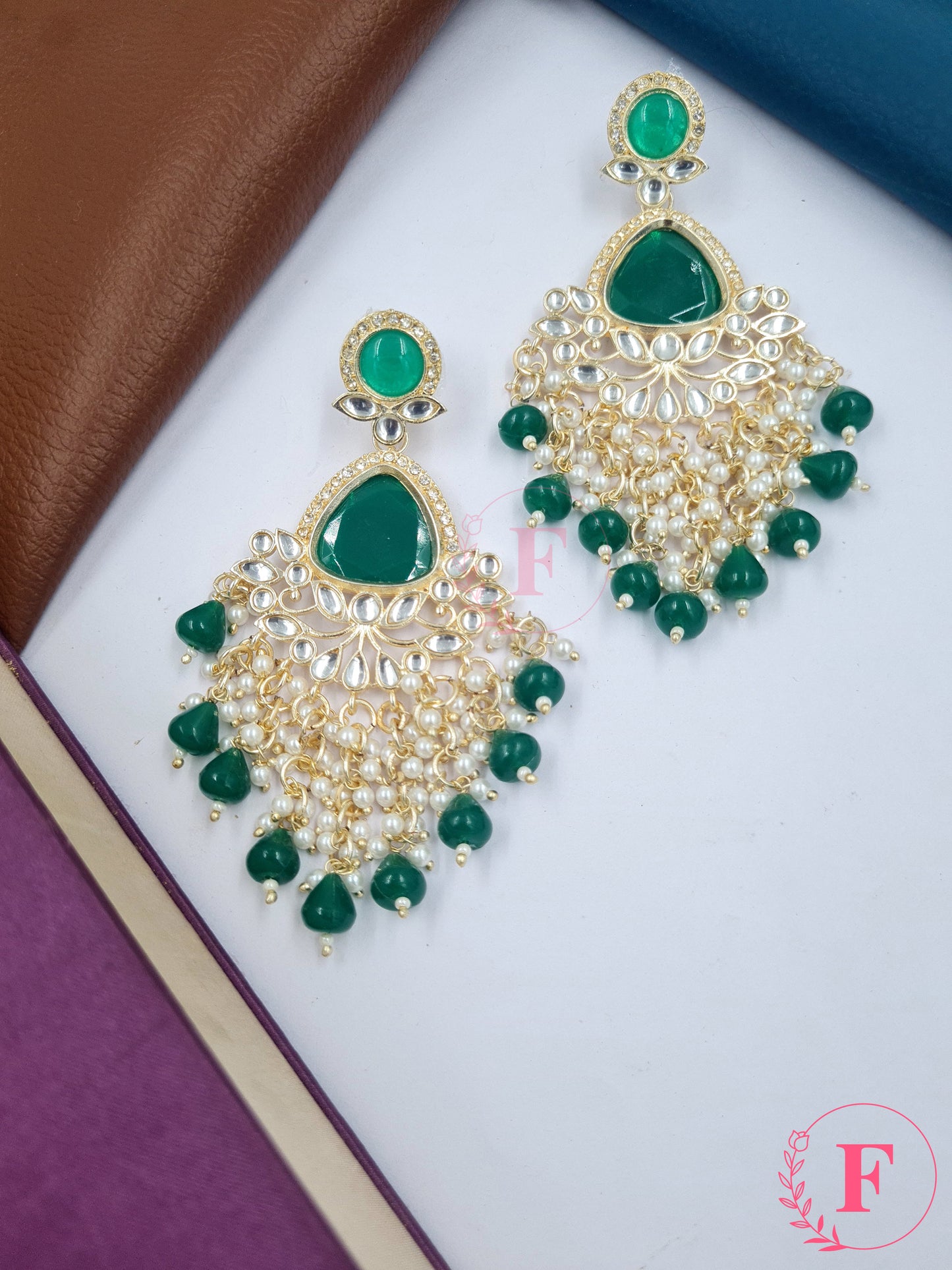 Beautiful Kundan Pearl Earring With Multiple Color Options