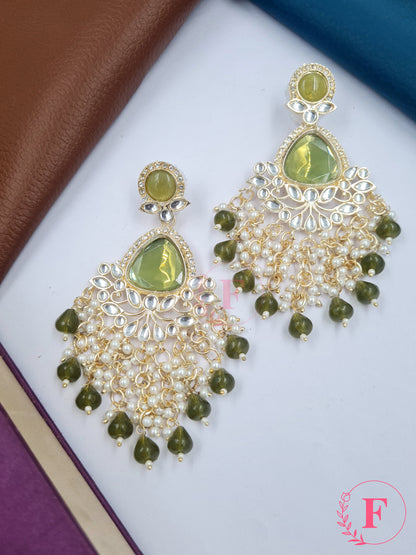 Beautiful Kundan Pearl Earring With Multiple Color Options