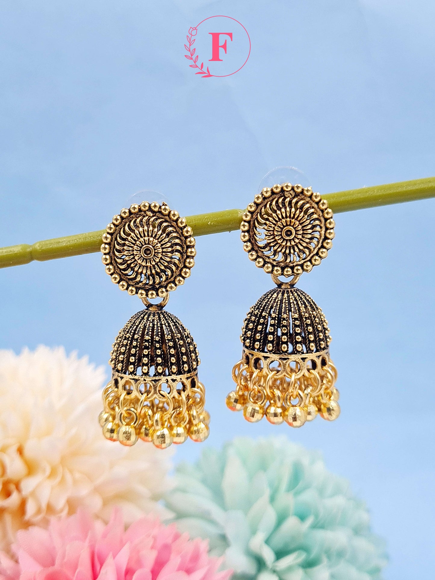 Box of 5 Big and Small Jhumka Earrings With Free Surprise Gift