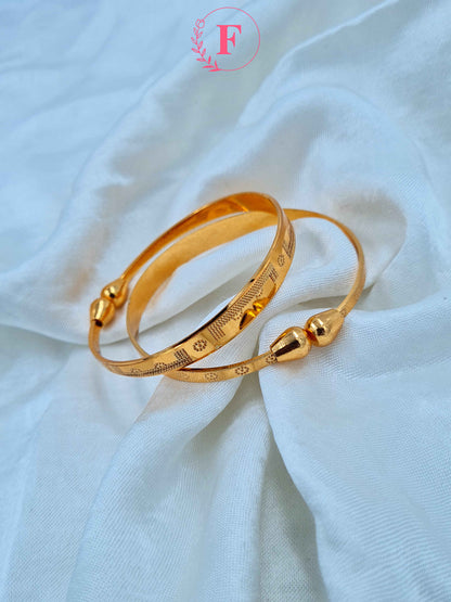 Adjustable Golden Brass Bracelet for Girls 1 Pair (2 Pieces)