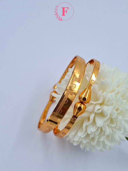 Adjustable Golden Brass Bracelet for Girls 1 Pair (2 Pieces)